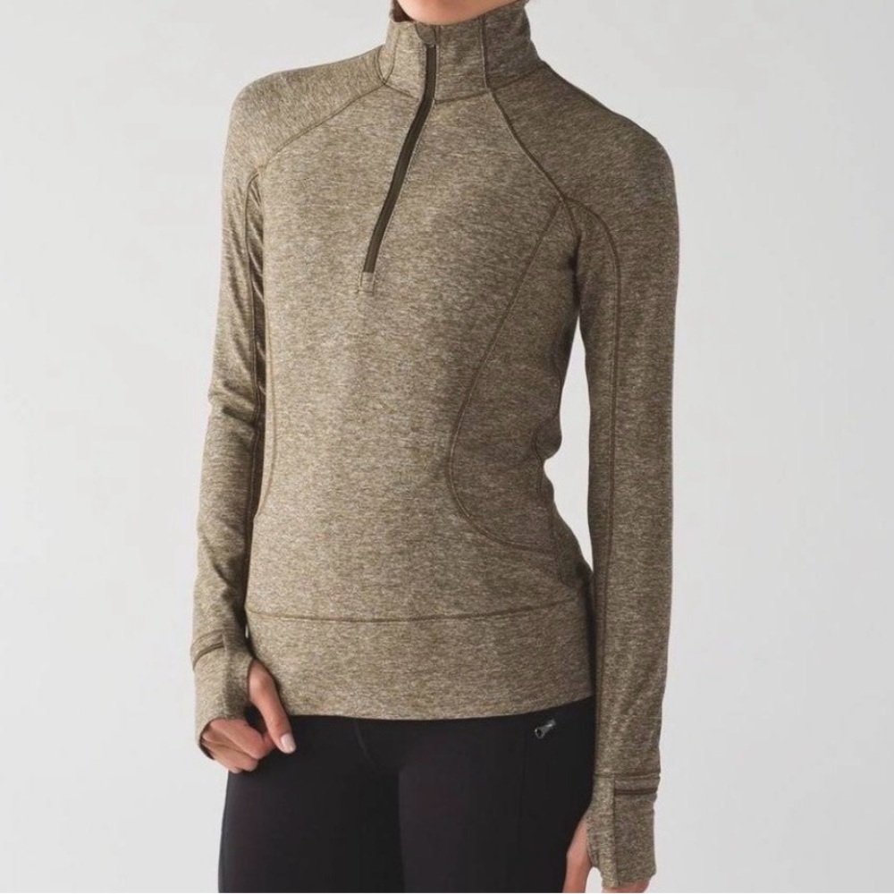 lululemon athletica Olive Quarter-Zip Long Sleeve Pullover